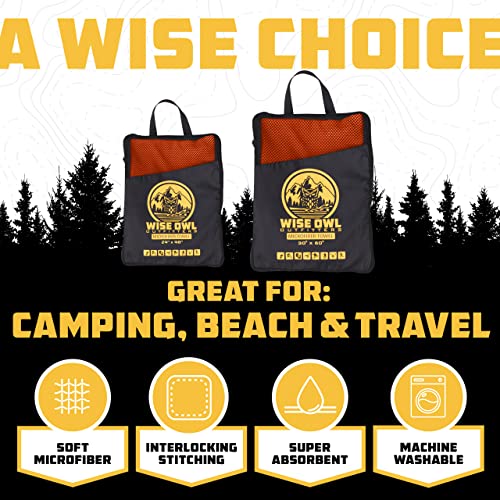 Microfiber Camping Towel (Orange / Large (24x48) + Washcloth (12x12))