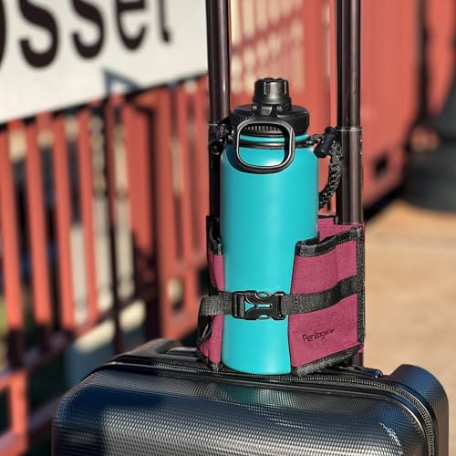 Luggage Travel Cup Holder Hands Free Drink Caddy for Suitcase Handle (Rustic Berry)