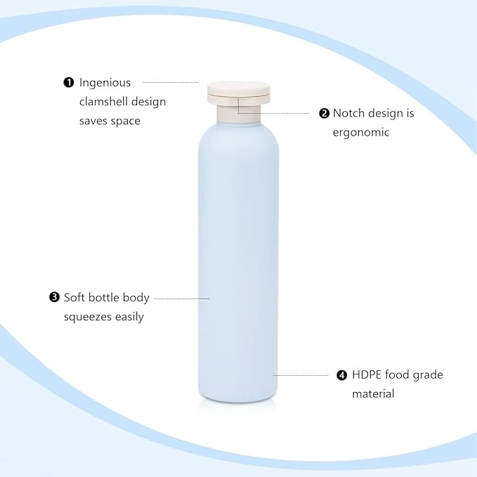 8.8 oz Travel Shampoo Bottles, Refillable Flip Cap Squeeze Bottles - Image 4