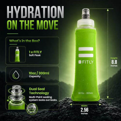 Soft Flask Running Water Bottle (Green / 10 Ounces)