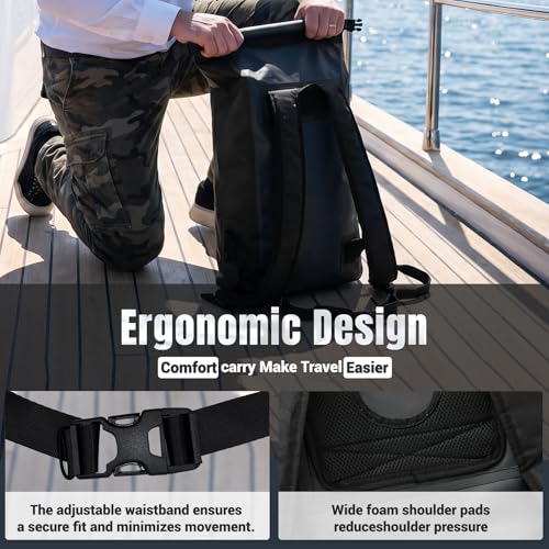 20L Waterproof Dry Bag Boating Backpack for Travel Hiking Camping Kayaking Hiking Swimming Floating Submersible Dry Bag charcoal black (20L / charcoal black)