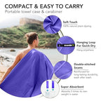 Quick Dry Travel Towel with Case & Carabiner (Purple / 71.00" x 35.00")