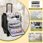 Hairstylist Traveling Case with 4 Clear Travel Makeup Bags Set (Black-with 4 Clear Bags / XL)
