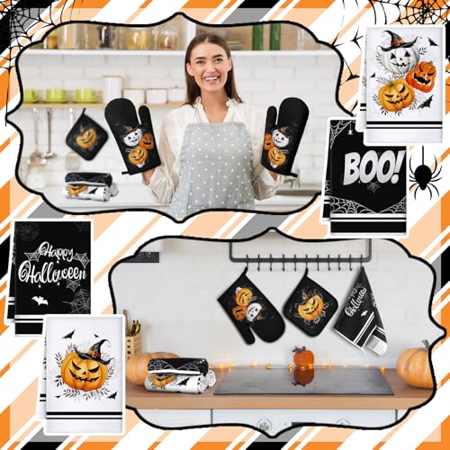10 Pcs Halloween Kitchen Decor Accessories Set Gothic Pumpkin (Classic Color / Halloween Style)