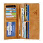 Leather Checkbook Cover Wallet for Men with RFID Blocking (Tan)