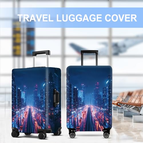 City Night Luggage Cover Washable Suitcase Protector Anti (City Night / L(28-30inch suitcase))