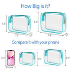 Clear Makeup Bag for Travel (Turquoise / Medium Set)