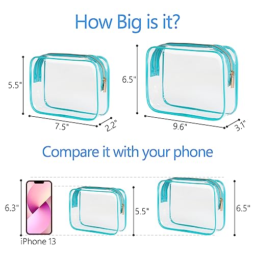 Clear Makeup Bag for Travel (Turquoise / Medium Set)