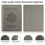 Rose Gold & Gray Passport Holder for Travel (A-rose gold & dark gray / Minimalist)