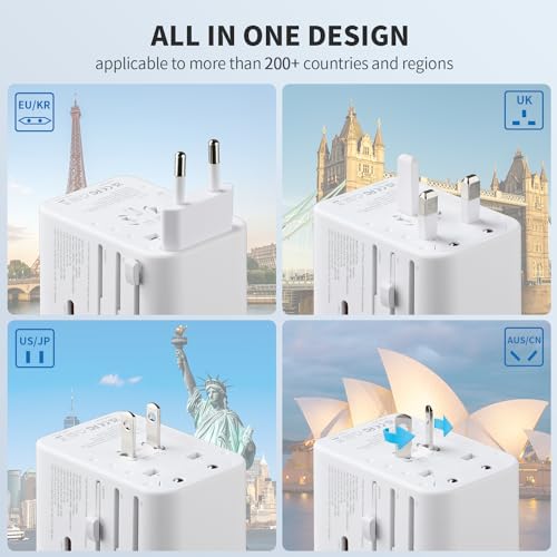 70W GaN PD Universal Travel Adapter (70W-5USB(3 USB-C) White)