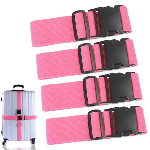 80In Luggage Straps for Suitcase Travel Long Belt Accessories (4Pcs Pink / 80 In Fix)