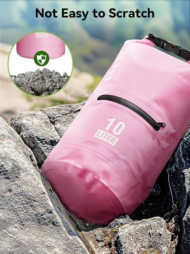Waterproof Dry Bag Backpack with Zippered Pocket (Pink / 30L)