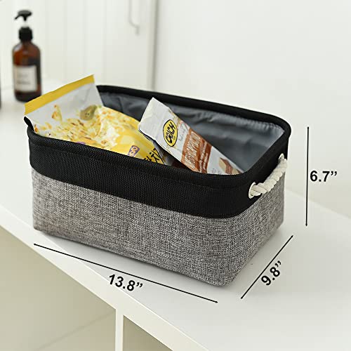 Storage Basket for Organizing (Black&Grey / 3PCS/Medium -13.8Lx9.8Wx6.7H)