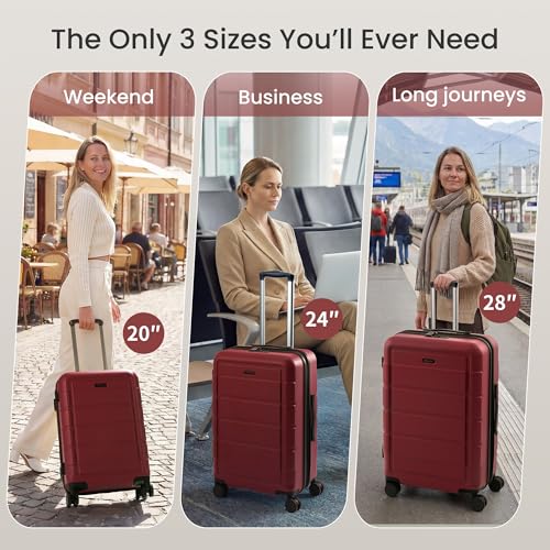 G Series Luggage set 5pcs (Wine Red / 5-Piece Set)