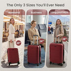 G Series Luggage set 5pcs (Wine Red / 5-Piece Set)