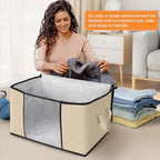8 Pack Storage Bags for Clothes Blanket Storage Bins with Lids (8 Pack-60l / Beige)