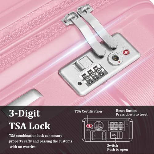 4 Piece Expandable Hardshell Pink Luggage Sets with Spinner Wheels (A#Pink / 4 Piece Set)
