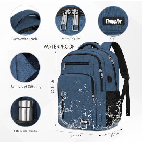 Blue Backpack for Men Women (A6-blue / 17.3 Inch)