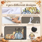 10 Pcs Fall Pumpkin Kitchen Decor Set Kitchen Towels Pot Holders Oven Mitts and Rugs Set Thanksgiving Towels for Baking Cooking BBQ Autumn Home (Light Brown / Minimalist Style Pumpkin)