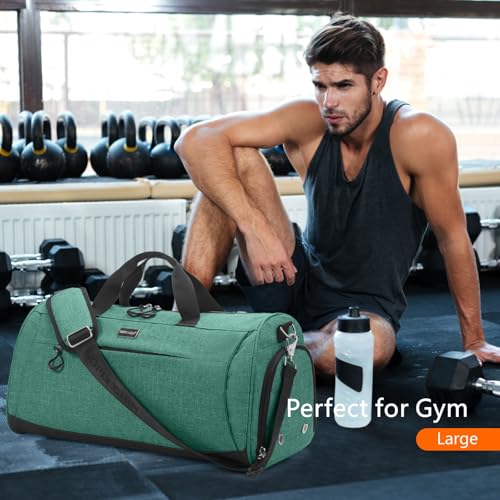 Gym Bag for Women & Men (Textured Green / Large - 23 x 12 x 12″)