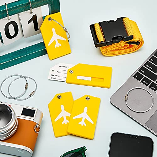 8 Pcs Luggage Straps Suitcase Tags Set for TSA Approved (Yellow / Airplane)