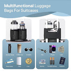 Extra Luggage Cup Holder Free Hand Drink Caddy for Suitcases to Travel and Business Trip (Extra Black with Straps)