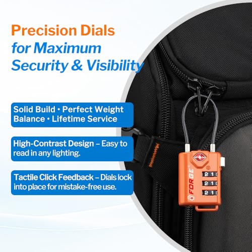 TSA Approved Luggage Locks (Orange 4 Pack)