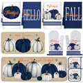 10 Pcs Fall Thanksgiving Pumpkin Kitchen Decor Set Blue White (Blue / Modern Style)
