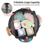 Mesh Shower Caddy Portable with Drawstring (Black Grid)
