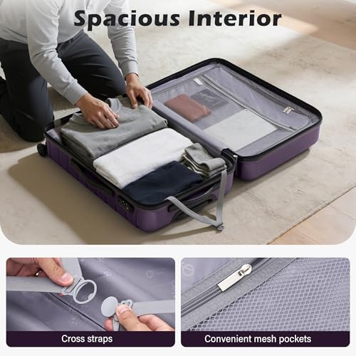 Lightweight Luggage with TSA Lock (Medium(24in) / Purple)