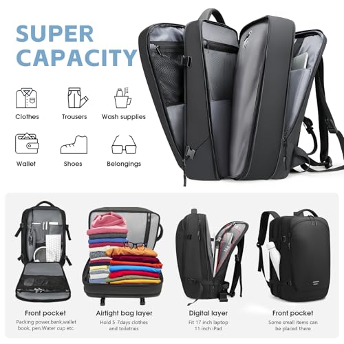 Vacuum Compression Backpack for Travel (Black-b50l)