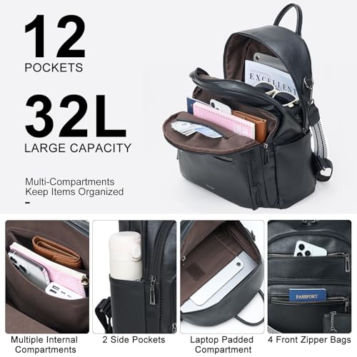 Backpack Purse for Women Laptop Backpack (Style1-black)
