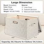 Storage Bins with Lids Fabric Closet Organizers Cubes Office Organization (Beige / Large -5 Pack)