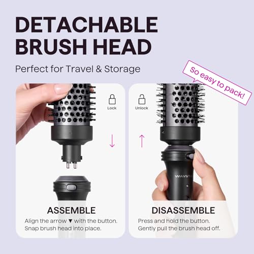 Thermal Brush 1.5" Detachable Heated Round Brush for Blowout Look (Classic Black)