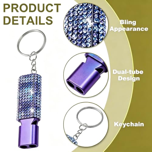 Three Tube Whistle Aluminum Alloy Survival Whistle for Outdoor Needs Sports Referee Emergency (purple2pcs)