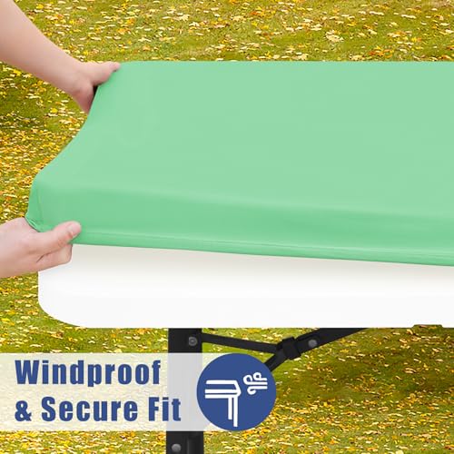 2 Pack Rectangle Spandex Fitted Table Cloth (Bright Green / 48" x 30" (Rectangular))