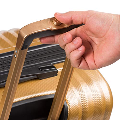 7272 Energie Expandable Hardside Luggage with Spinner Wheels and TSA Lock (Checked-Medium 24-Inch / Gold)