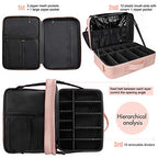 Makeup Case Large Makeup Bag Professional Train Case 16.5 inches Travel Cosmetic Organizer Brush Holder Waterproof Makeup Artist Storage Box (Large / Pink)