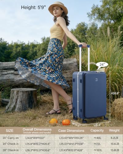 24 Inch Top Opening Checked Luggage with Cup Holder and USB Ports (Interstellar Blue / 24 Inch Pro)
