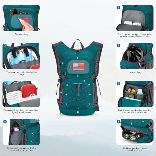 Lightweight Hydration Hiking Backpack with 3L Water Bladder (6.Cyan / 3L Bladder)