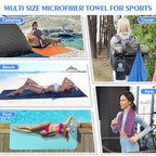 2 Pack Microfiber Camping Towels (Navy Blue / L: 48" x 28"+24" x 12")