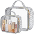 Clear Makeup Bag (2 Pack Silver / Hybrid Traveler (1 Large & 1 Medium - Soft))