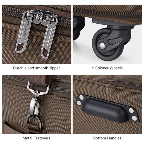 Expandable Collapsible Luggage with Wheels Suitcase (Coffee-1)