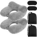 2 Inflatable Neck Pillow Airplane Travel (Gray)