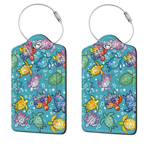 2 Pcs Luggage Tags for Suitcase (Gradient Color Turtle)