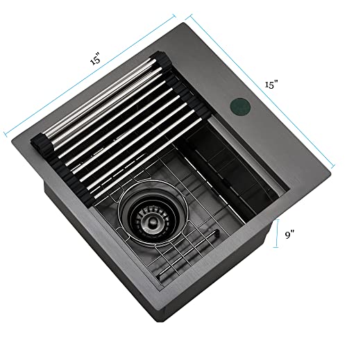 Drop In Bar Sink Black (15"L x 15"W x 10"D / Black)