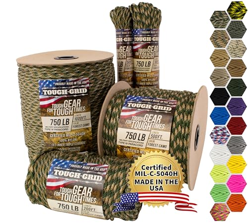 750 Paracord Rope Nylon Parachute Cord (Forest Camo / 200 Ft.)