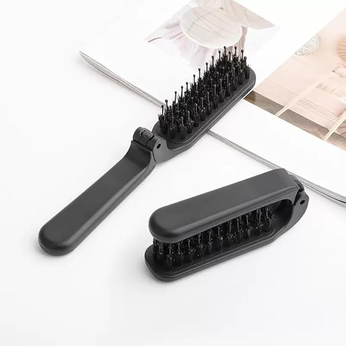 1 Pc Black Travel Folding Comb- Portable Travel Collapsible Anti-Static Pocket Hair Styling Tool for Women and Men ﻿