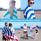 Microfiber Beach Towel Sand (O-rose Red Stripes / Large(60x30"))
