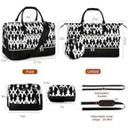 Weekender Bag for Women 21.5" Travel Duffel Large Carry On Bag 3PCS (Large / 8b-Black)